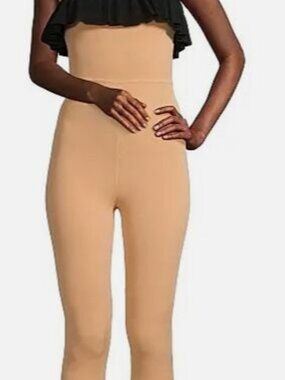 Victor Glemaud Women's Beige Strapless Ruffle Silk Jumpsuit Size XL